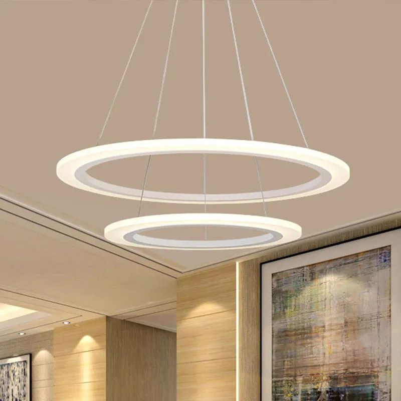 Eigentijdse 1/2/3-lichts kroonluchter met acrylkap en witte lusophanging warm/wit licht Clearhalo