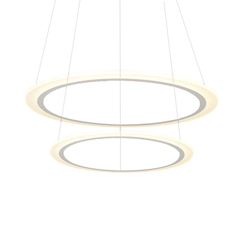 Eigentijdse 1/2/3-lichts kroonluchter met acrylkap en witte lusophanging warm/wit licht Clearhalo