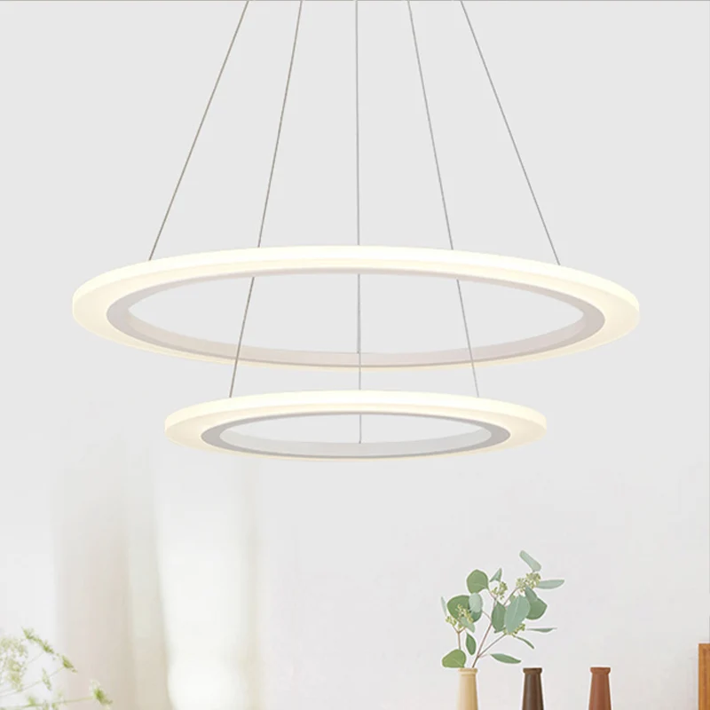 Eigentijdse 1/2/3-lichts kroonluchter met acrylkap en witte lusophanging warm/wit licht Clearhalo