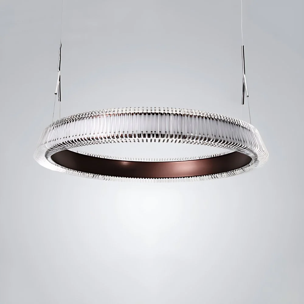 Eigentijdse 1/2/3-lichts plafondhanglamp met kristallen kap bruine ring LED-kroonluchterlamp voor eetkamer Clearhalo
