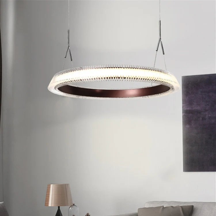 Eigentijdse 1/2/3-lichts plafondhanglamp met kristallen kap bruine ring LED-kroonluchterlamp voor eetkamer Clearhalo