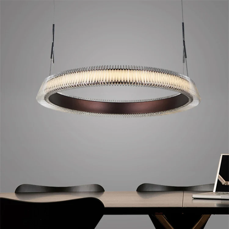 Eigentijdse 1/2/3-lichts plafondhanglamp met kristallen kap bruine ring LED-kroonluchterlamp voor eetkamer Clearhalo