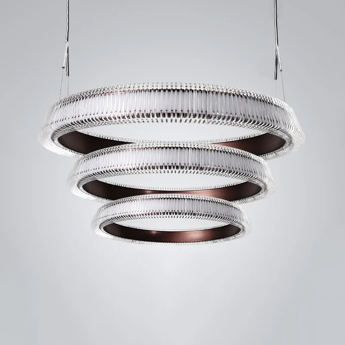 Eigentijdse 1/2/3-lichts plafondhanglamp met kristallen kap bruine ring LED-kroonluchterlamp voor eetkamer Clearhalo