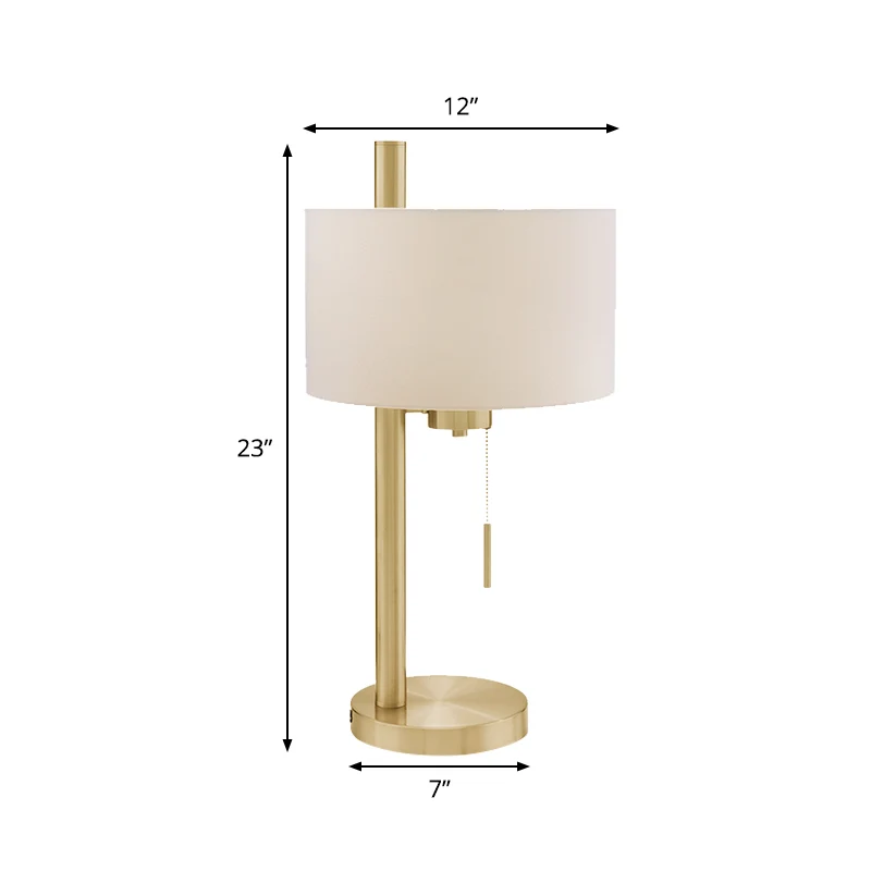 Eigentijdse 1-koppige taakverlichting, witte cilinder, kleine bureaulamp met stoffen kap Clearhalo