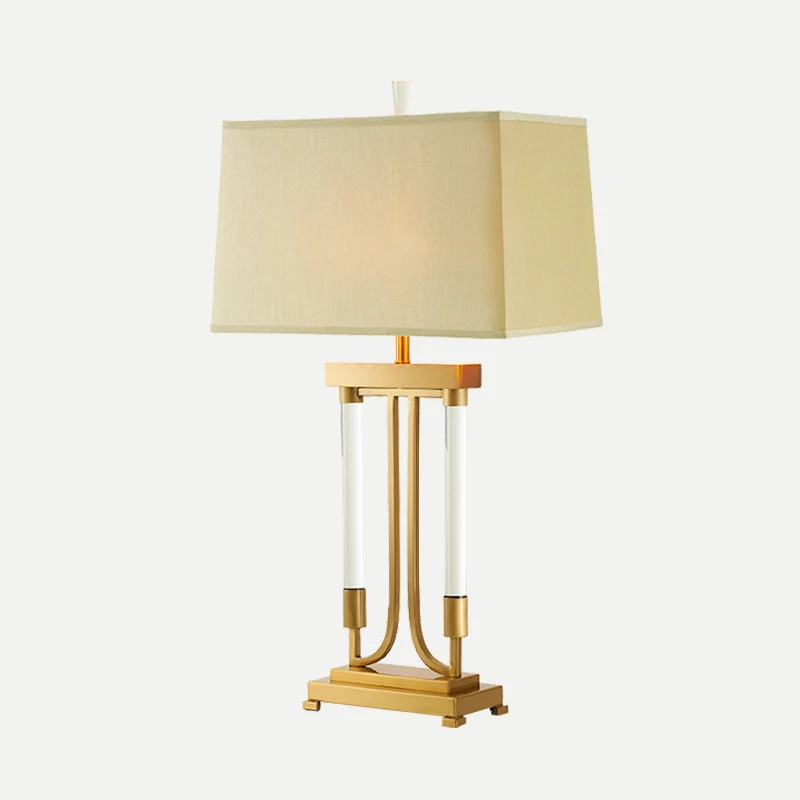 Eigentijdse 1-lamp Task Lighting gouden trapezium kleine bureaulamp met stoffen kap Clearhalo