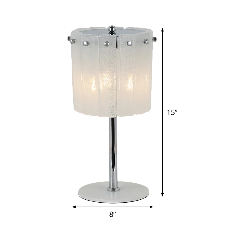 Eigentijdse 3-kops bureaulamp Chrome Drum Nachttafellamp met Crystal Crystal Bar Shade Clearhalo