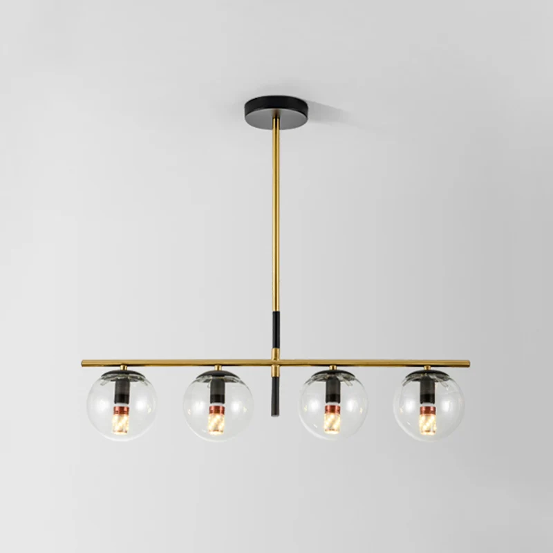 Eigentijdse Ball Island Lighting hangende hanglamp van helder glas met 4 lampen zwart en goud Clearhalo