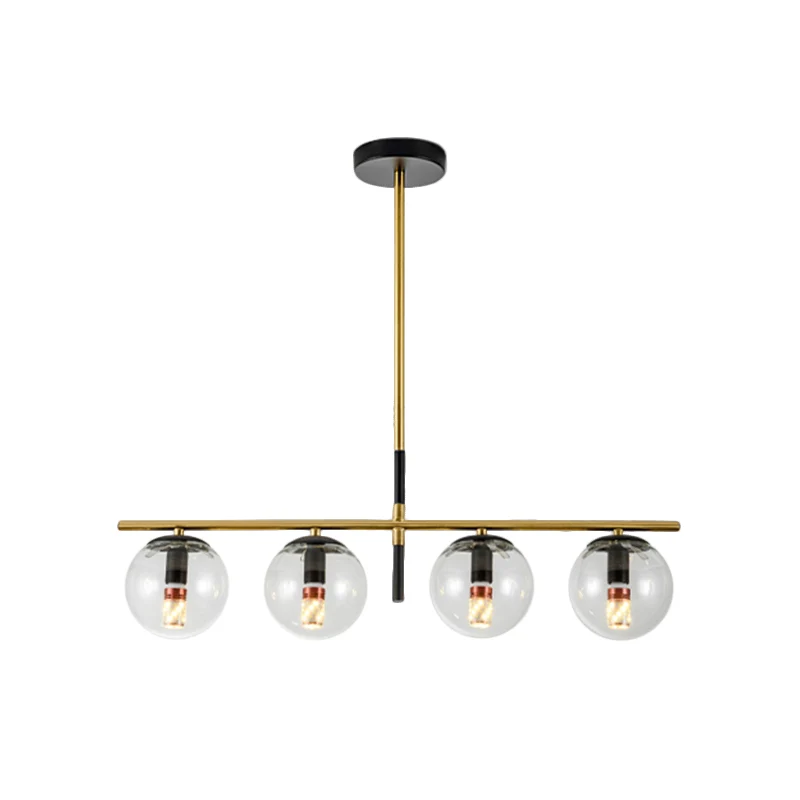 Eigentijdse Ball Island Lighting hangende hanglamp van helder glas met 4 lampen zwart en goud Clearhalo