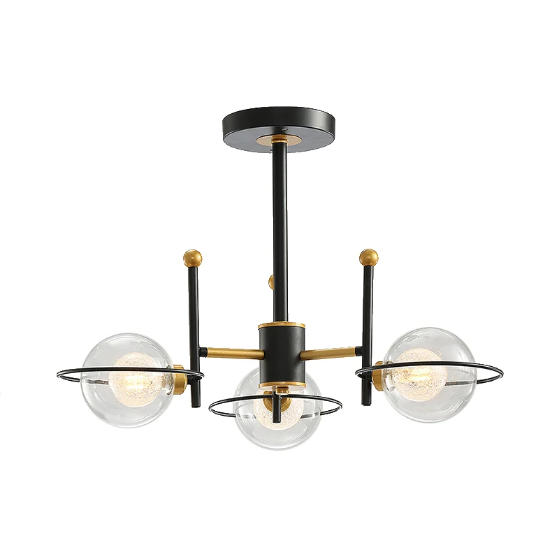 Eigentijdse bolvormige kroonluchter met ring, helder glas, metalen ophanglamp voor eetkamer Clearhalo