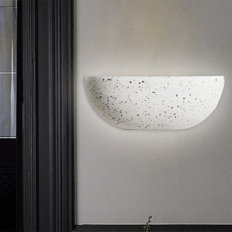 Eigentijdse Bowl Wandlamp Stone 1 Light Corridor Wandmontage Lichtarmatuur wit Clearhalo