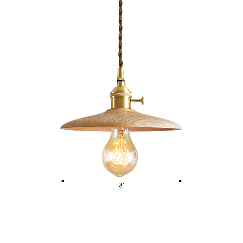 Eigentijdse conische hanglamp 1 licht hout ophanglicht bruin/beige voor woonkamer Clearhalo