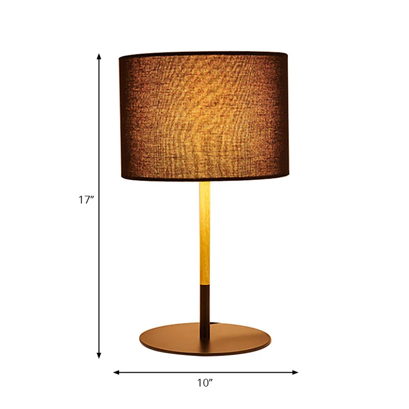 Eigentijdse Drum Task Light Fabric LED-leesboeklamp wit/zwart voor slaapkamer Clearhalo