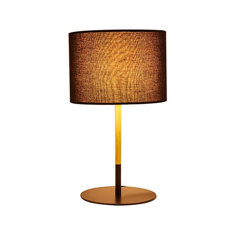 Eigentijdse Drum Task Light Fabric LED-leesboeklamp wit/zwart voor slaapkamer Clearhalo
