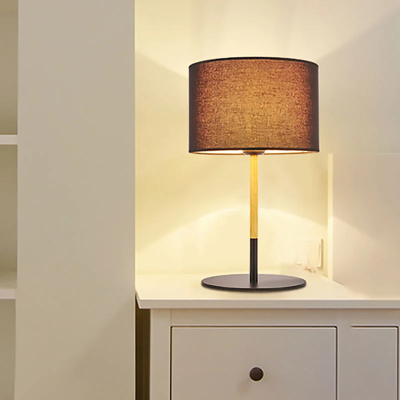 Eigentijdse Drum Task Light Fabric LED-leesboeklamp wit/zwart voor slaapkamer Clearhalo