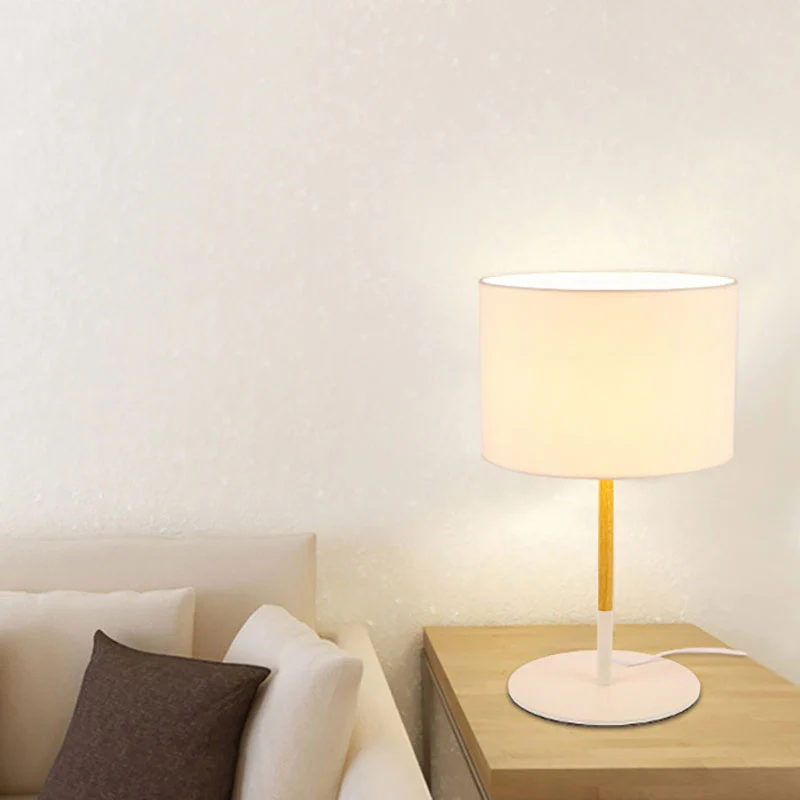 Eigentijdse Drum Task Light Fabric LED-leesboeklamp wit/zwart voor slaapkamer Clearhalo