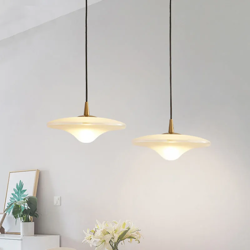 Eigentijdse Flare Hanglamp Wit Glas 1 Lamp Restaurant Downlight Hanglamp Clearhalo