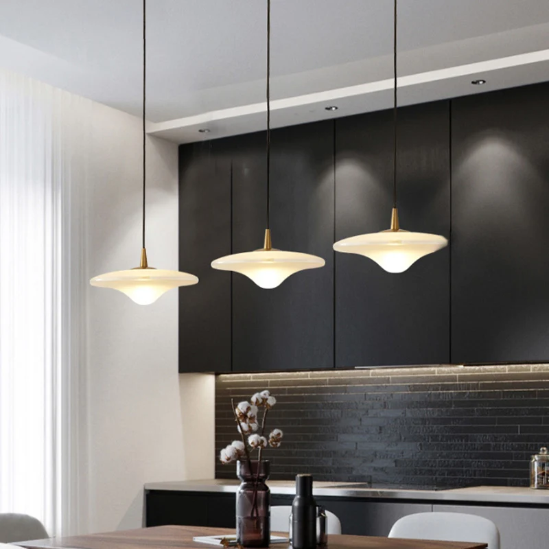 Eigentijdse Flare Hanglamp Wit Glas 1 Lamp Restaurant Downlight Hanglamp Clearhalo