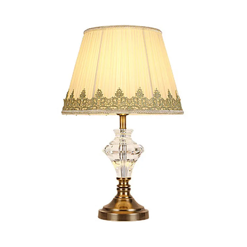 Eigentijdse gebogen nachtkastjelamp, handgeslepen kristal, leeslamp met 1 lamp beige Clearhalo