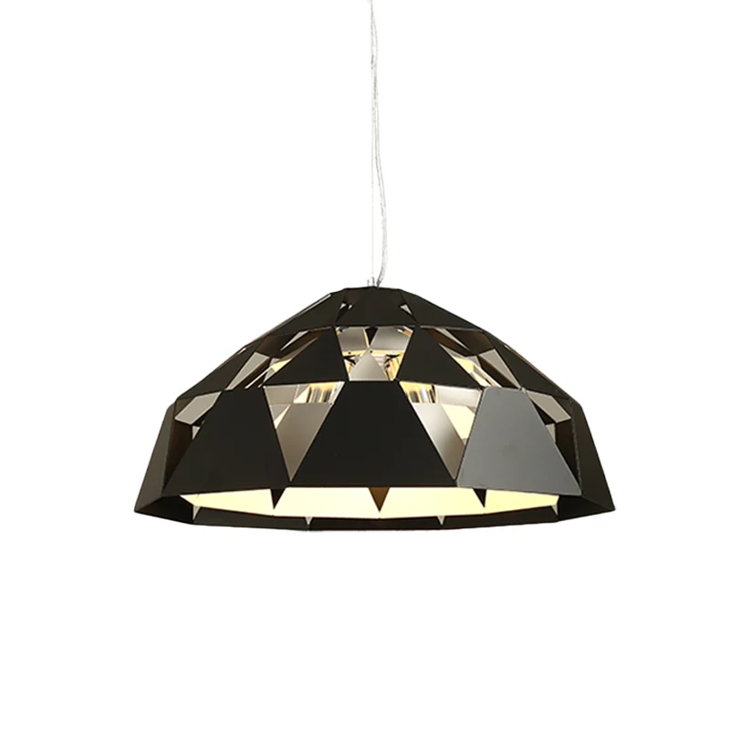 Eigentijdse hangende kroonluchter met 3 hoofden en metalen kap, diamanten hangende hanglamp met zwarte afwerking Clearhalo