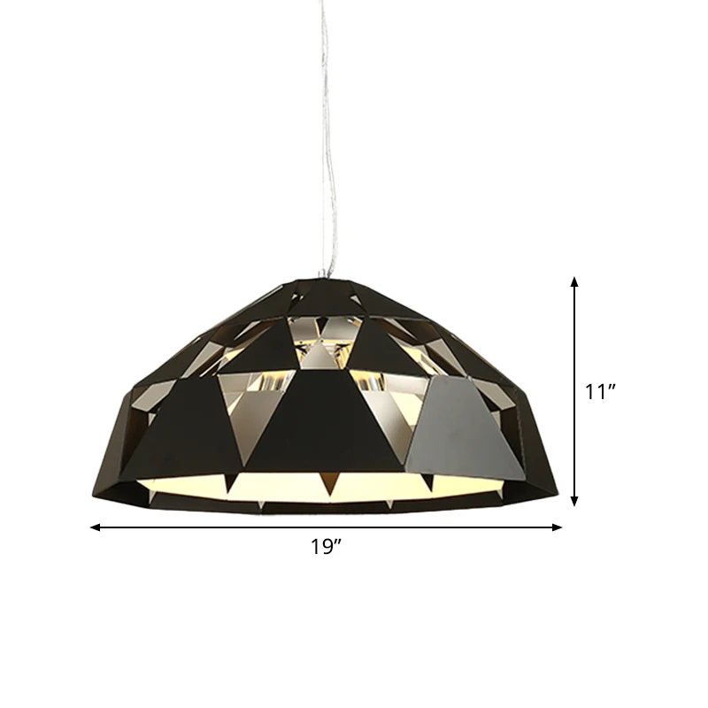 Eigentijdse hangende kroonluchter met 3 hoofden en metalen kap, diamanten hangende hanglamp met zwarte afwerking Clearhalo