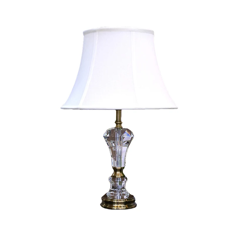 Eigentijdse 1 Head Task Lighting witte uitlopende nachttafellamp met stoffen kap Clearhalo