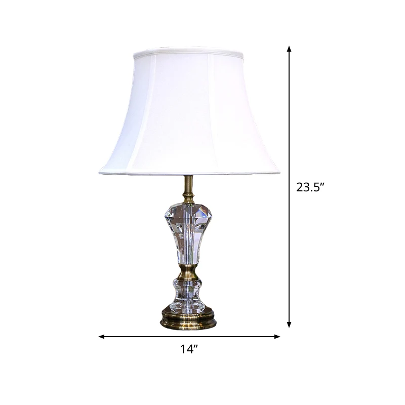 Eigentijdse 1 Head Task Lighting witte uitlopende nachttafellamp met stoffen kap Clearhalo