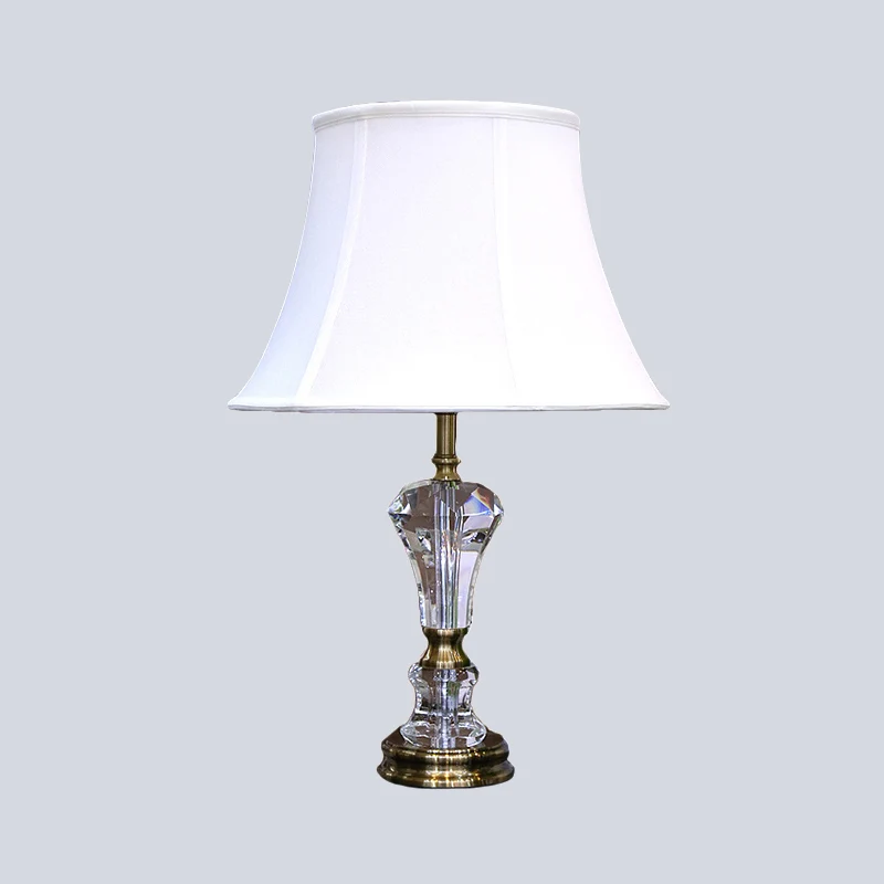 Eigentijdse 1 Head Task Lighting witte uitlopende nachttafellamp met stoffen kap Clearhalo
