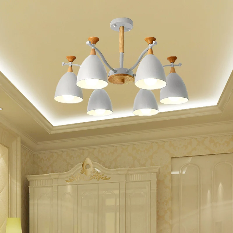 Eigentijdse kegelvormige kroonluchter hanglamp metaal 3/6/8 lampen hangende plafondlamp grijs/wit/groen voor slaapkamer Cl...