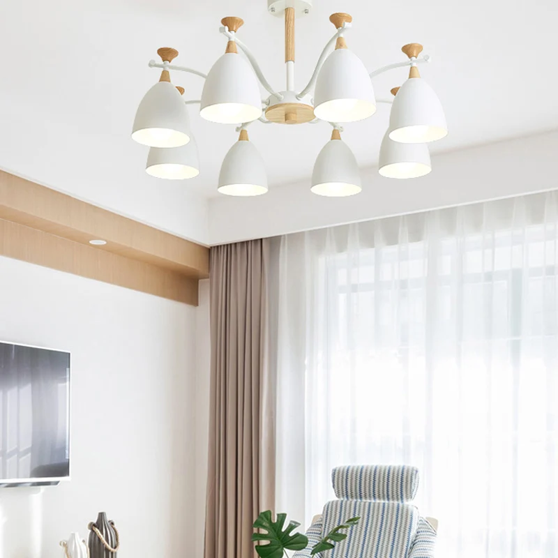 Eigentijdse kegelvormige kroonluchter hanglamp metaal 3/6/8 lampen hangende plafondlamp grijs/wit/groen voor slaapkamer Cl...