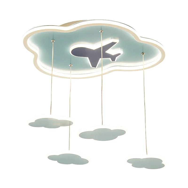 Eigentijdse LED-hanglamp met metalen kap Blauwe wolkvorm Multi-lichthanger voor kinderslaapkamer Clearhalo