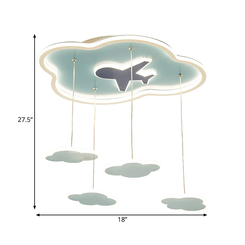 Eigentijdse LED-hanglamp met metalen kap Blauwe wolkvorm Multi-lichthanger voor kinderslaapkamer Clearhalo