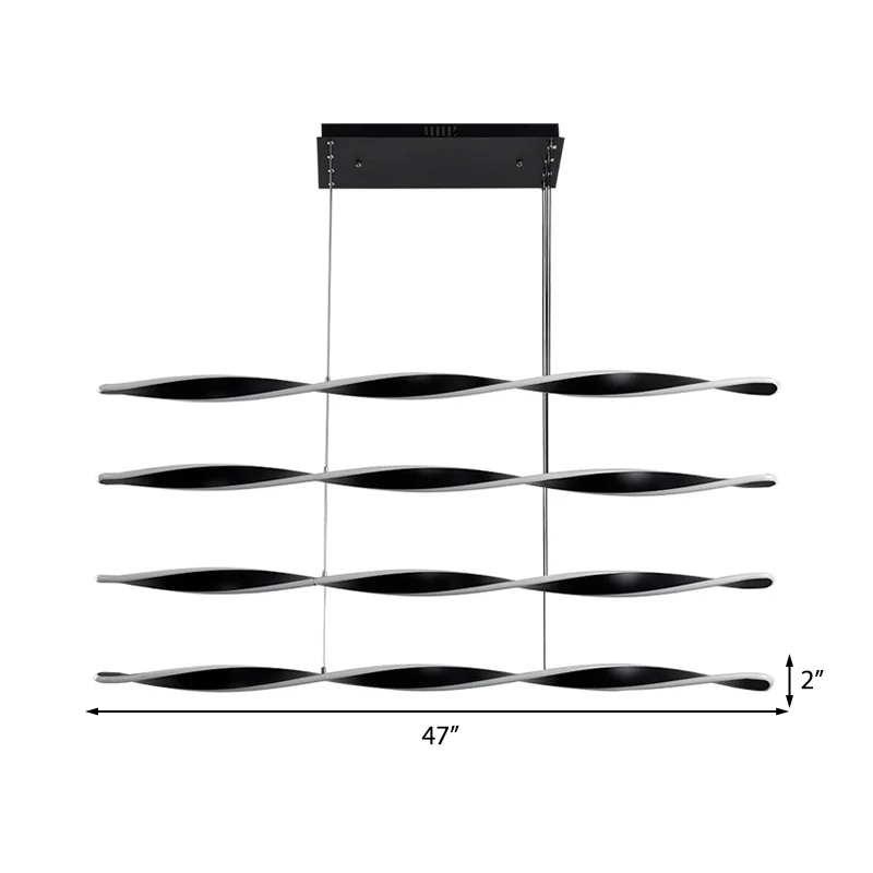 Eigentijdse LED-kroonluchterlamp met acryl zwarte spiraalvormige hanglamp voor eetkamer Clearhalo