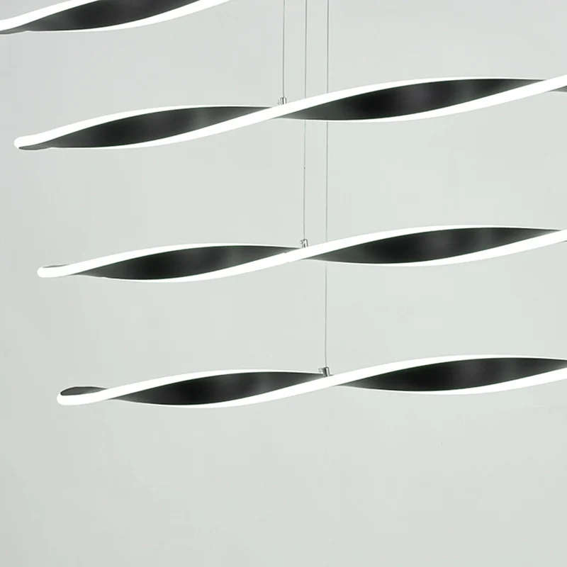 Eigentijdse LED-kroonluchterlamp met acryl zwarte spiraalvormige hanglamp voor eetkamer Clearhalo