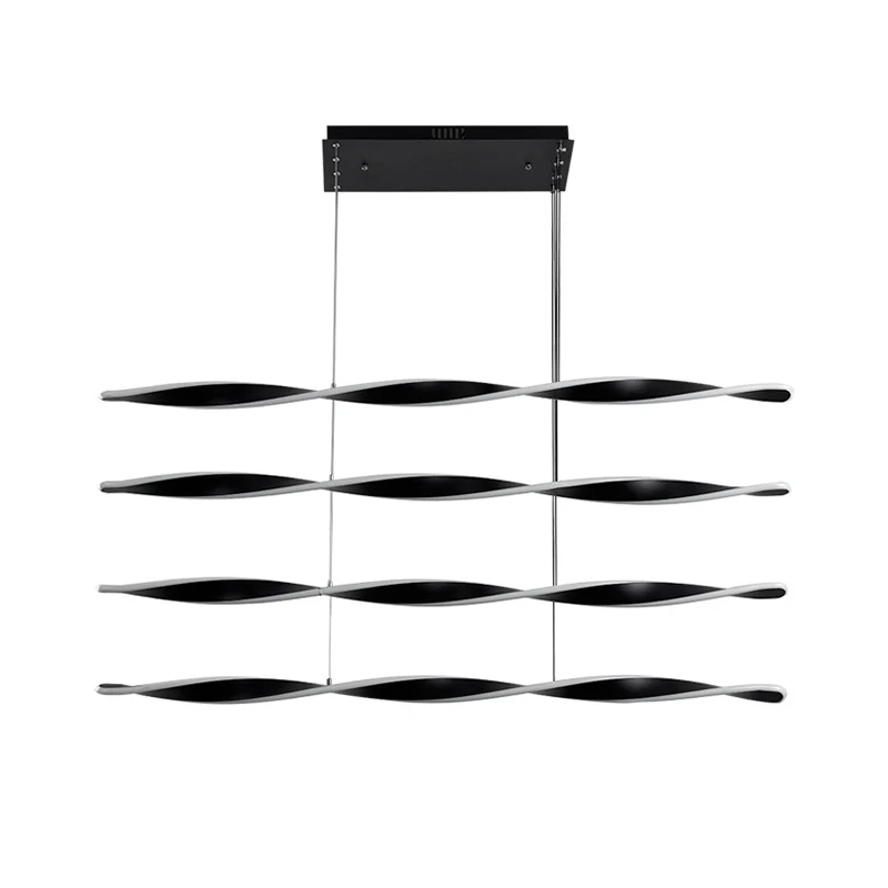 Eigentijdse LED-kroonluchterlamp met acryl zwarte spiraalvormige hanglamp voor eetkamer Clearhalo