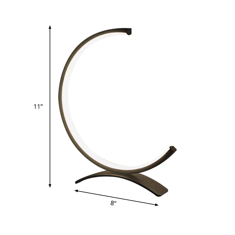 Eigentijdse LED-leesboeklamp Zwart gebogen kleine bureaulamp met acrylkap Clearhalo