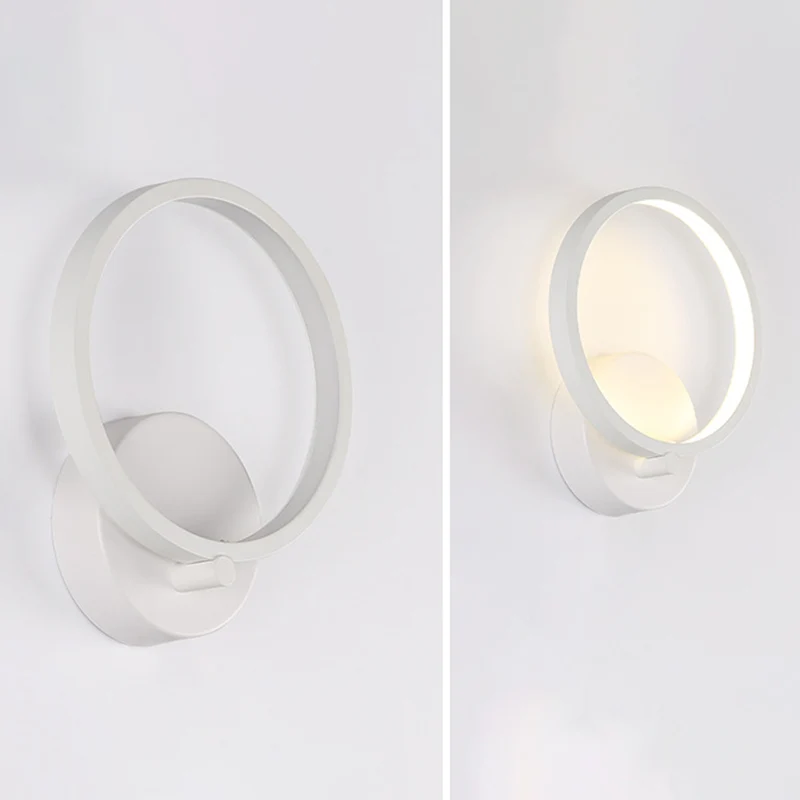 Eigentijdse LED-sconce-lamp Creatieve metalen cirkelschaduwwandlamp voor slaapkamer Clearhalo