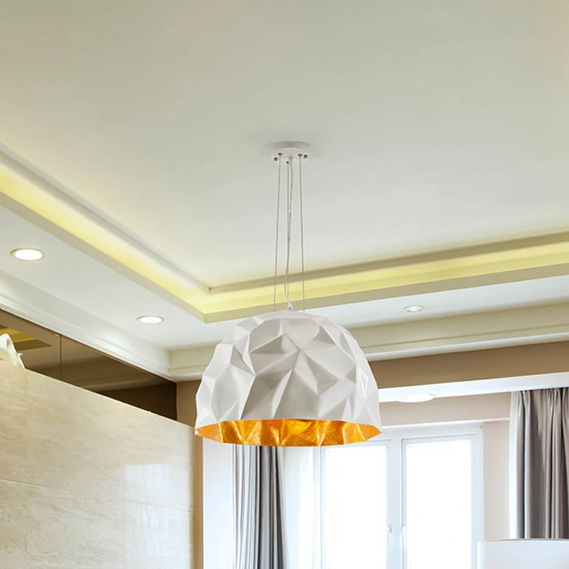 Eigentijdse metalen koepelvormige hangende plafondlamp met 1 lichtophanging zwart/wit Clearhalo