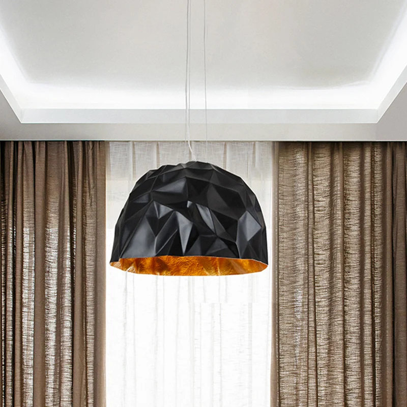 Eigentijdse metalen koepelvormige hangende plafondlamp met 1 lichtophanging zwart/wit Clearhalo