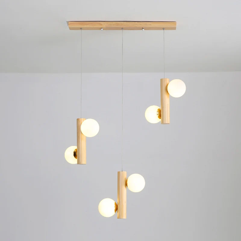 Eigentijdse Modo hanglamp crèmekleurig glas eetkamer multi-licht hanglamp hout Clearhalo