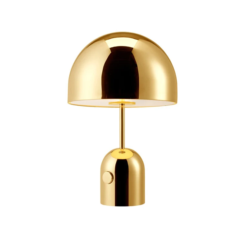 Eigentijdse nachtkastjelamp met 1 lamp, gouden koepelleesboeklamp met metalen kap Clearhalo