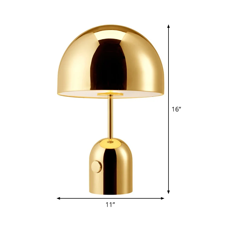 Eigentijdse nachtkastjelamp met 1 lamp, gouden koepelleesboeklamp met metalen kap Clearhalo