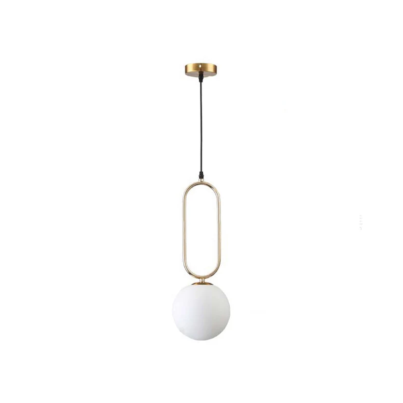 Eigentijdse Orb Shade hanglamp melkglas 1 kops woonkamer hangend armatuur gouden afwerking Clearhalo