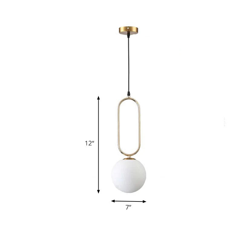 Eigentijdse Orb Shade hanglamp melkglas 1 kops woonkamer hangend armatuur gouden afwerking Clearhalo