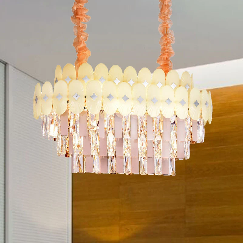 Eigentijdse ovale eiland-hanglamp helder kristal 12-lichts eetkamer hangende kroonluchter Clearhalo