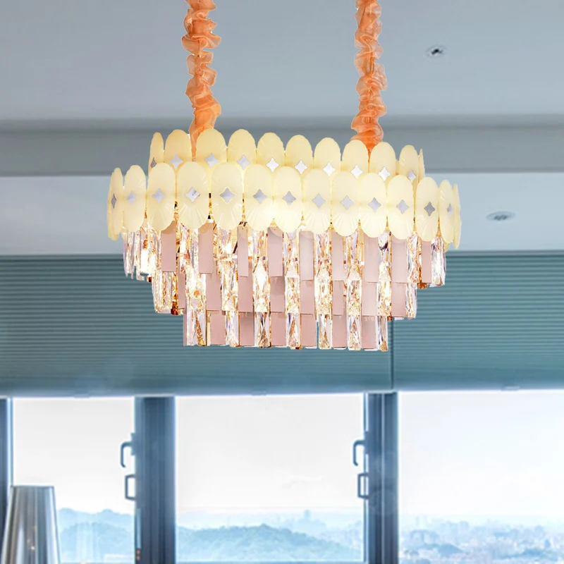 Eigentijdse ovale eiland-hanglamp helder kristal 12-lichts eetkamer hangende kroonluchter Clearhalo