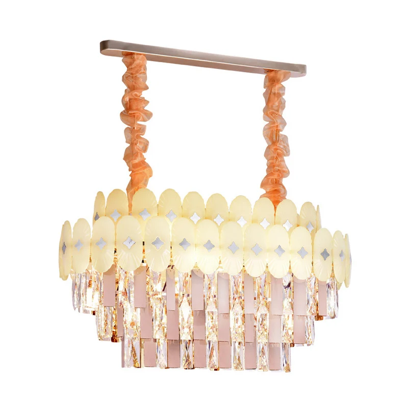 Eigentijdse ovale eiland-hanglamp helder kristal 12-lichts eetkamer hangende kroonluchter Clearhalo