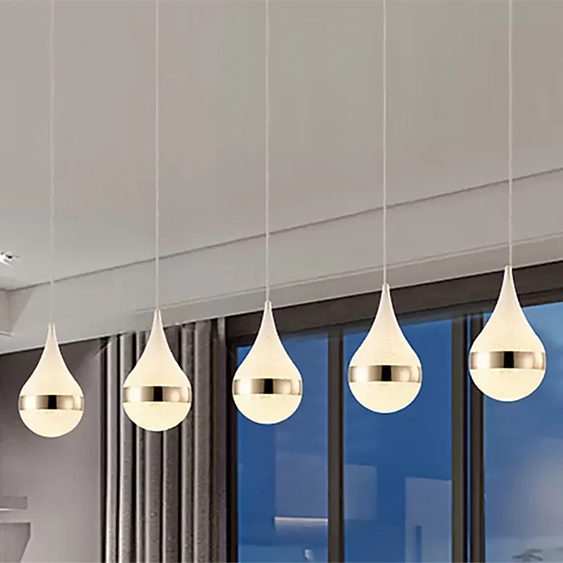 Eigentijdse plafondhanglamp met 1 lamp en bubbelkristallen kap Witte druppelvormige clusterhanger warm/wit/natuurlijk lich...