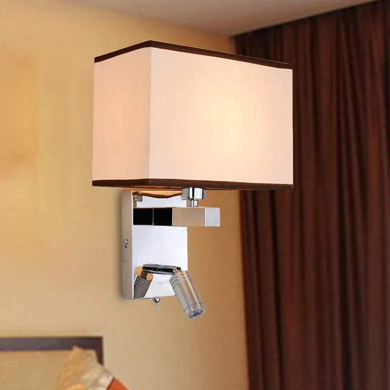 Eigentijdse rechthoekige wandlamp van stof LED-wandkandelaarverlichting chroom met spotlight Clearhalo