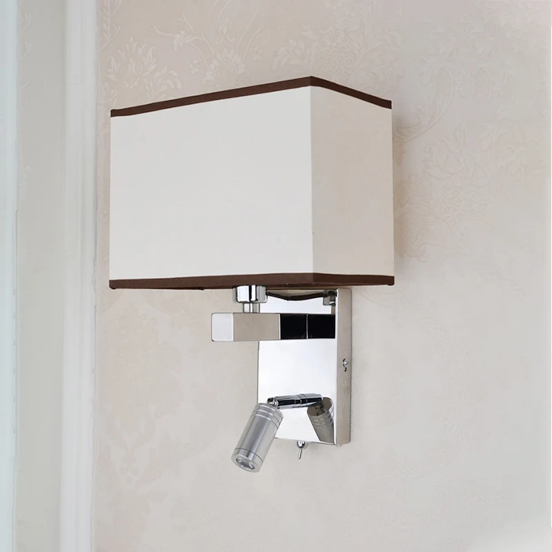Eigentijdse rechthoekige wandlamp van stof LED-wandkandelaarverlichting chroom met spotlight Clearhalo