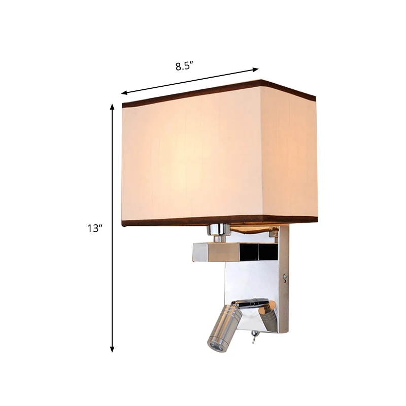 Eigentijdse rechthoekige wandlamp van stof LED-wandkandelaarverlichting chroom met spotlight Clearhalo